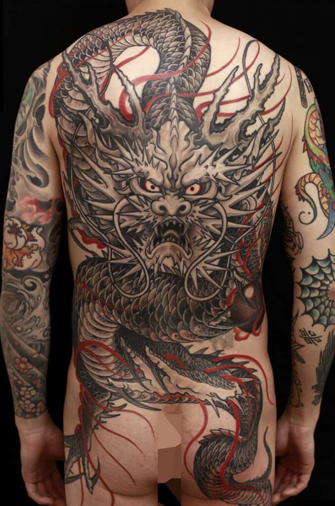 dragon black and grey backpiece