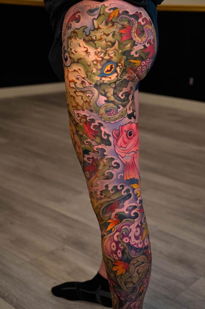 octopus fish leg sleeve tattoo 2