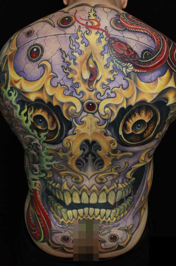 tibetan skull color backpiece