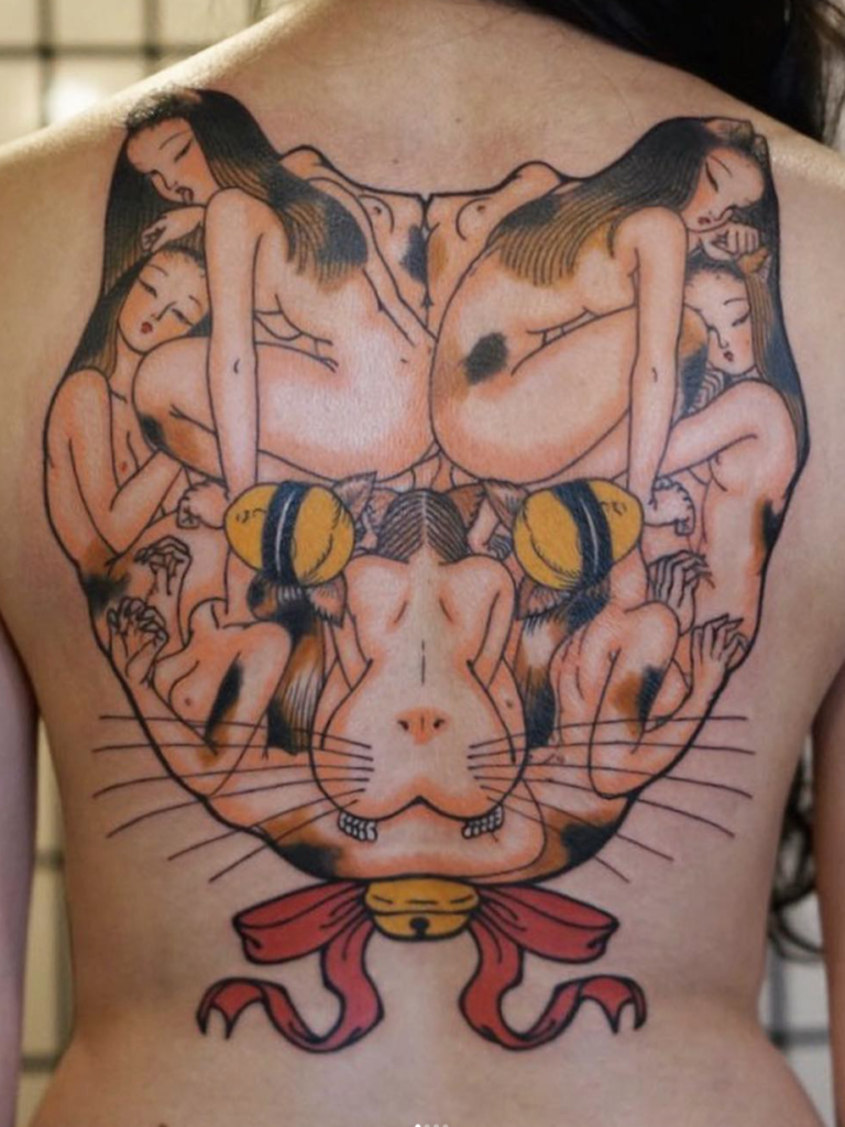 catface lady pinup color backpiece