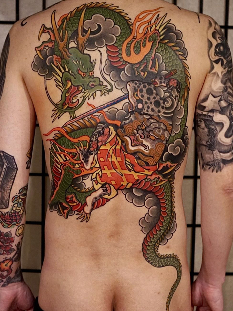dragon frog samurai color backpiece