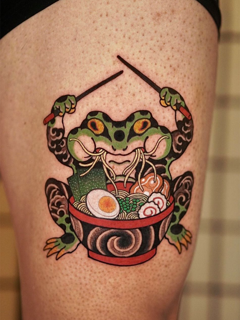 frog ramen color tattoo