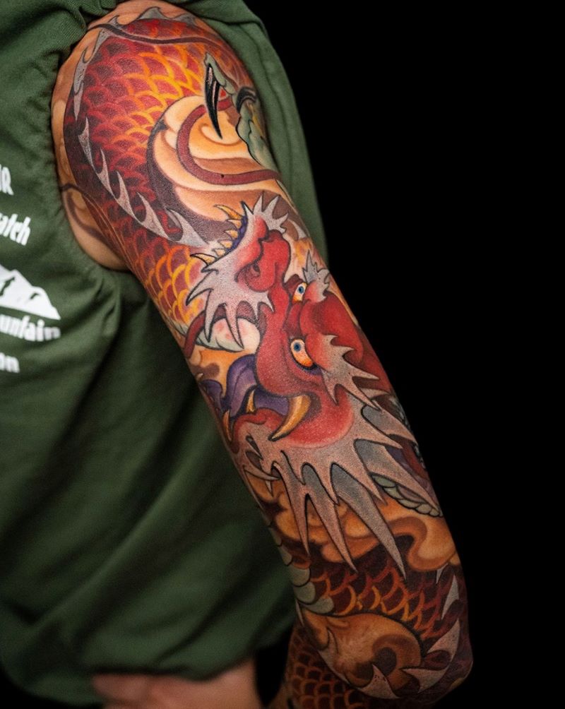 Red dragon sleeve by Yushi